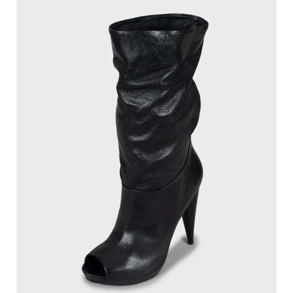 Alexander McQueen Open Toe Boots Black Leather Very good - Inside View