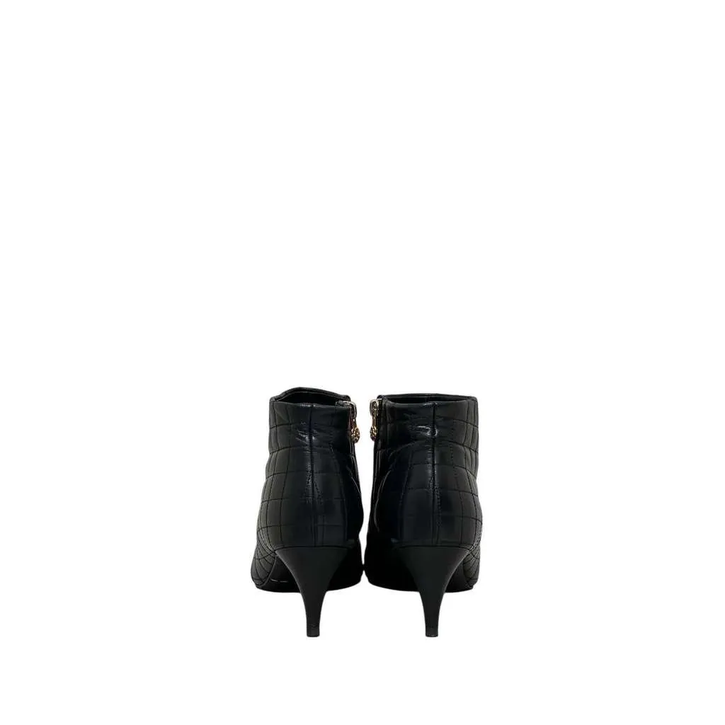 Chanel 2015 Camellia Accents Booties Camel Leather Very good - Model View