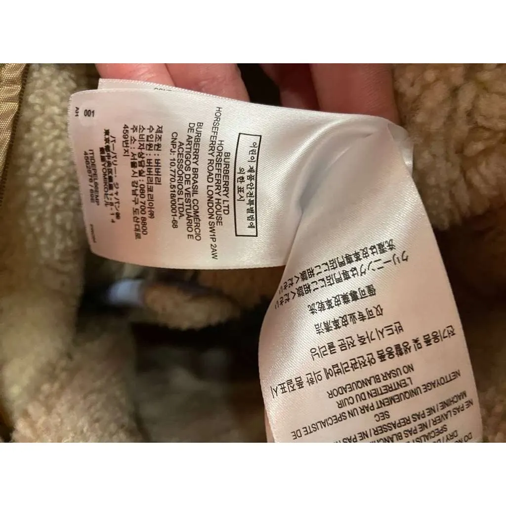 Burberry Sheepskin Coat Blue Leather Very good - Box View