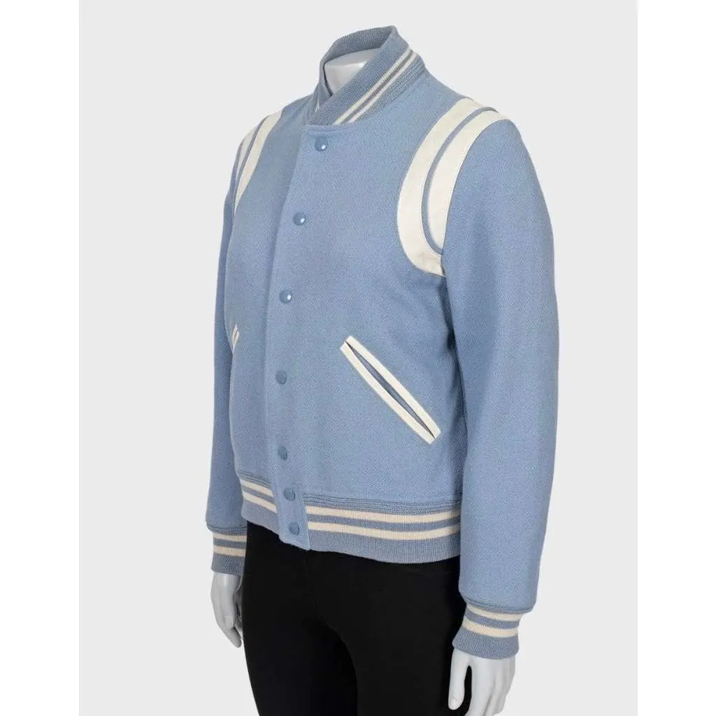 Saint Laurent Light Bomber Jacket Blue Cotton Very good - Back View