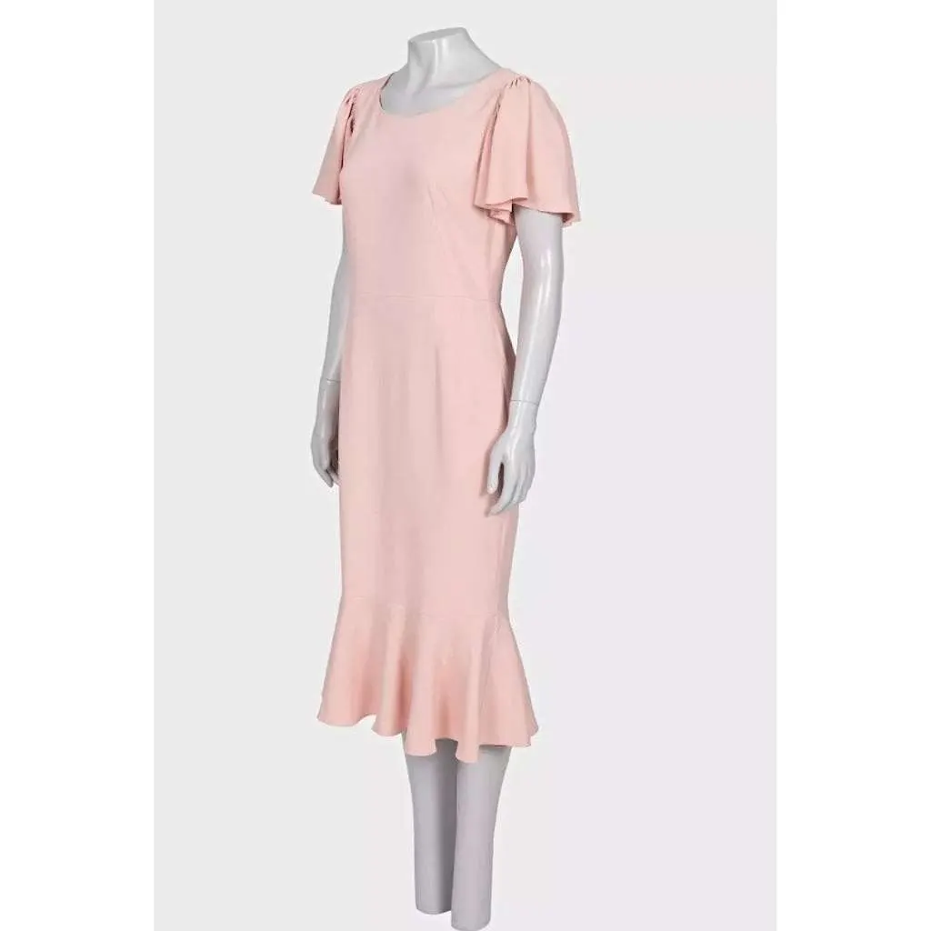 Dolce & Gabbana Viscose Flounce Hem Fitted Dress Pink Silk Very good - Back View