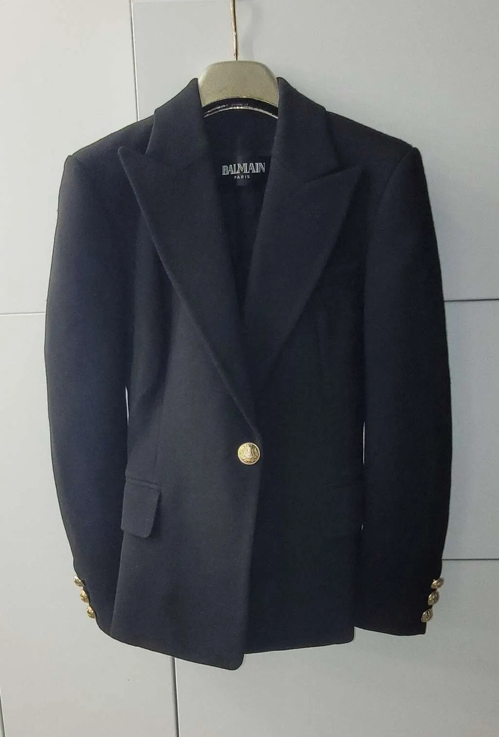 Balmain one button blazer Black Wool Very good - Back View