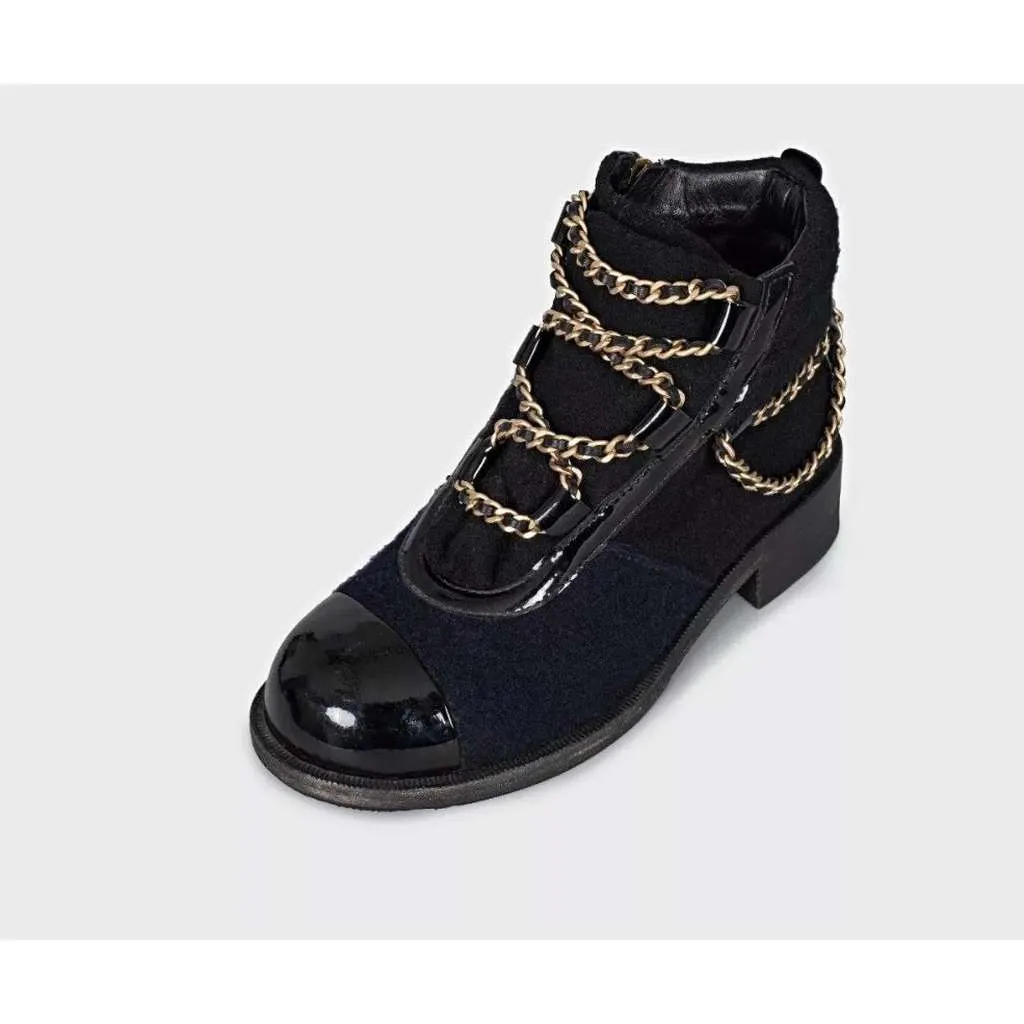 Chanel Paris Salzburg Chain Boots Black Leather Very good - Inside View