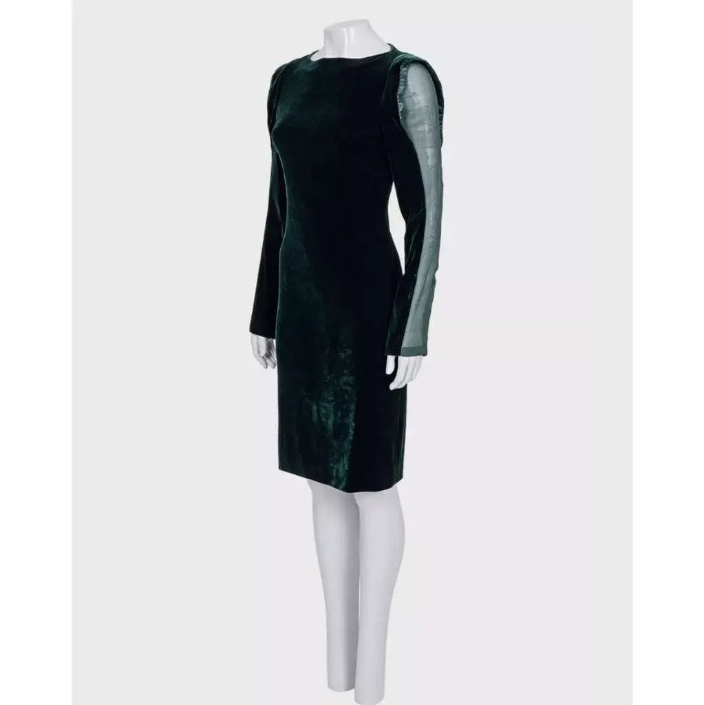 Jean Paul Gaultier Sheer Insert Dress Green Silk Very good - Back View