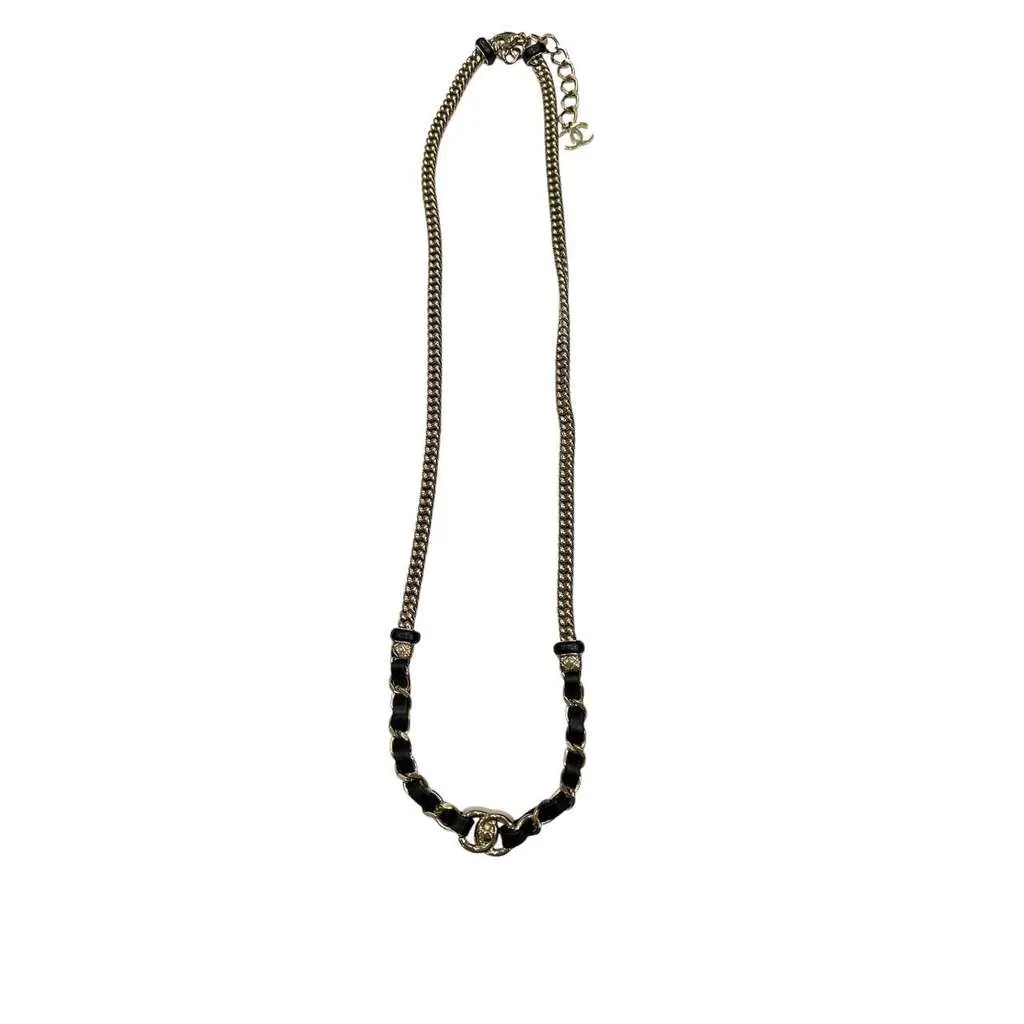 Chanel CC Turnlock Choker Necklace Belt Black Leather Very good - Inside View