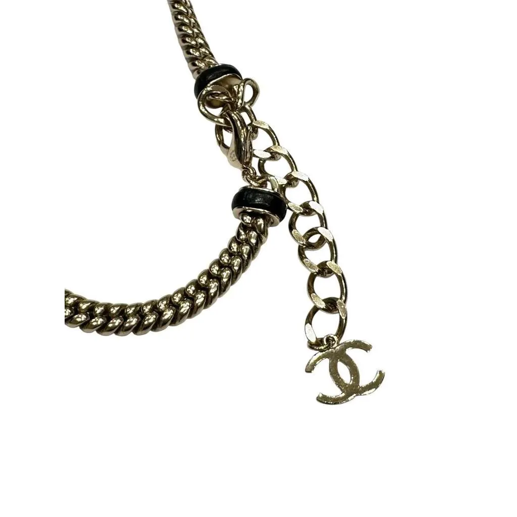 Chanel CC Turnlock Choker Necklace Belt Black Leather Very good - Box View