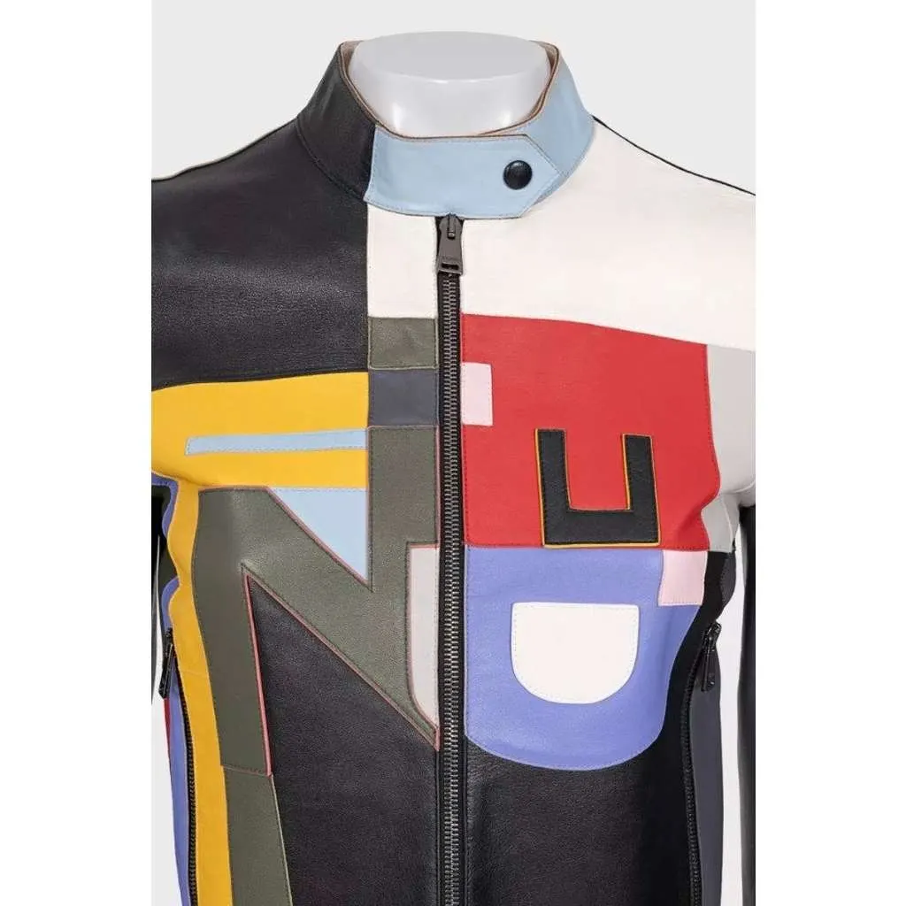 Fendi Cropped Jacket MultiColor Leather Very good - Model View