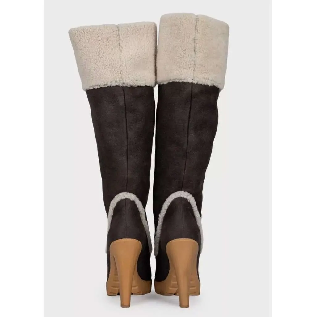 Dior Polaire Chocolate Boots Brown Leather Very good - Model View
