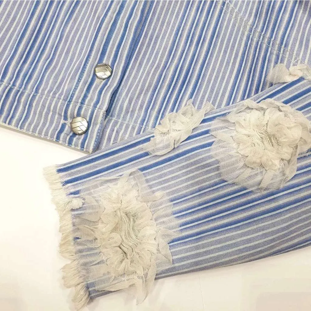 Chanel 2018 Striped Jacket Black Denim Very good - Inside View