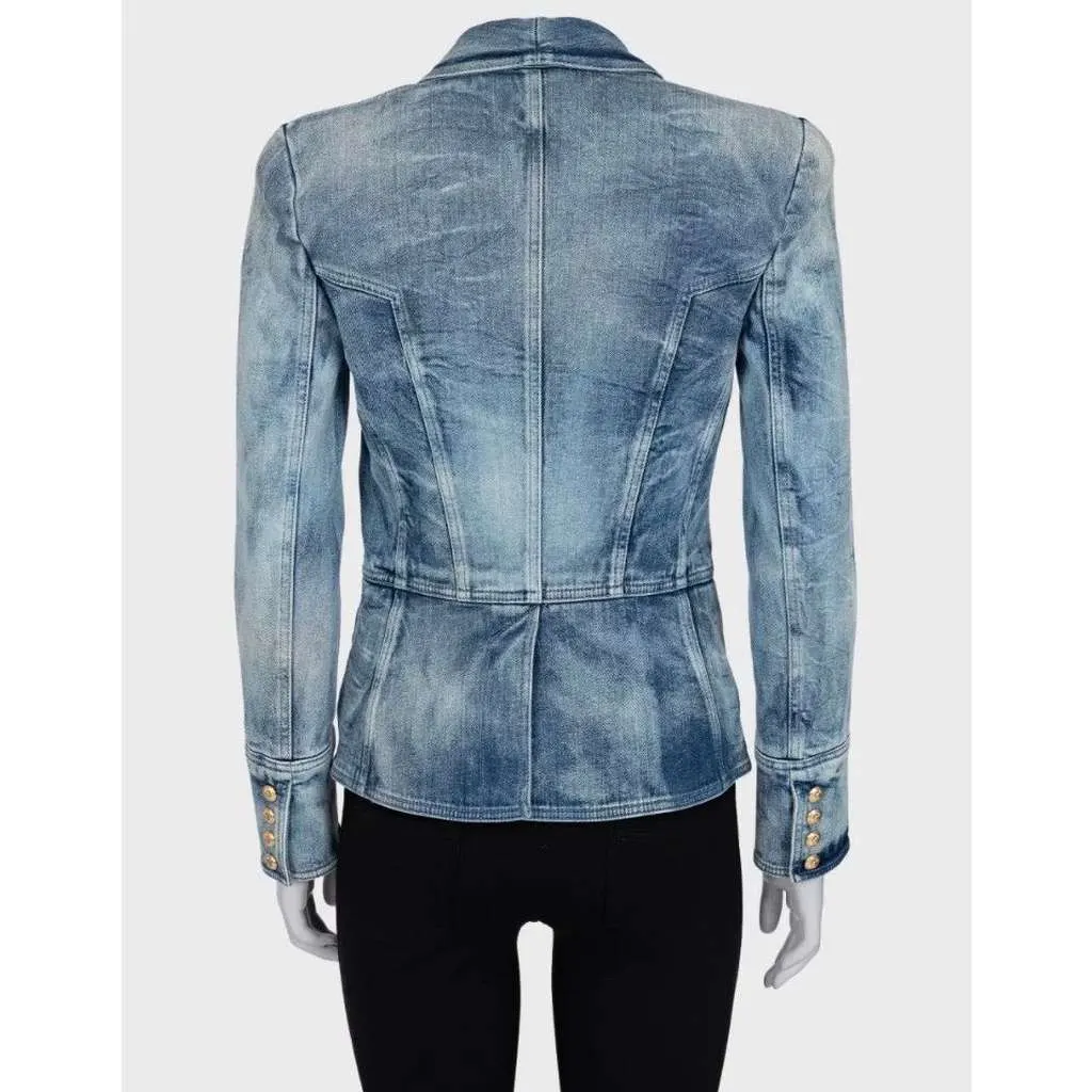 Balmain Double Breasted Jacket Blue Cotton Very good - Inside View