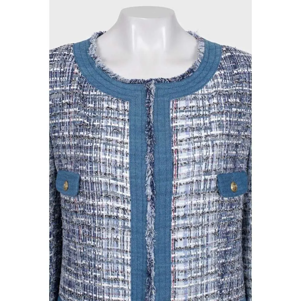 Pierre Balmain Hook Front Cardigan Blue Cotton Very good - Back View