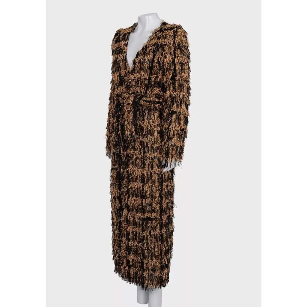 Balmain Long Cardigan with Luxurious Fringe Black Silk Very good - Back View