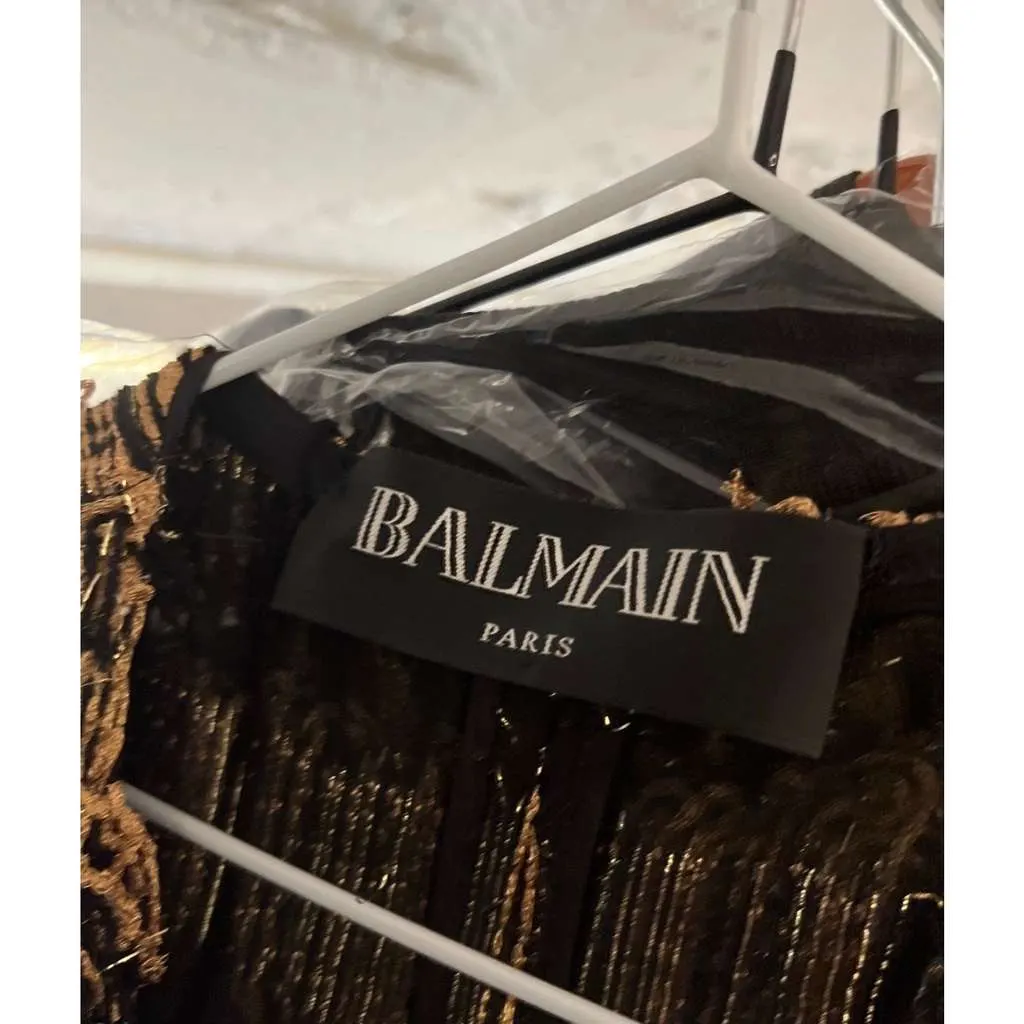 Balmain Long Cardigan with Luxurious Fringe Black Silk Very good - Box View