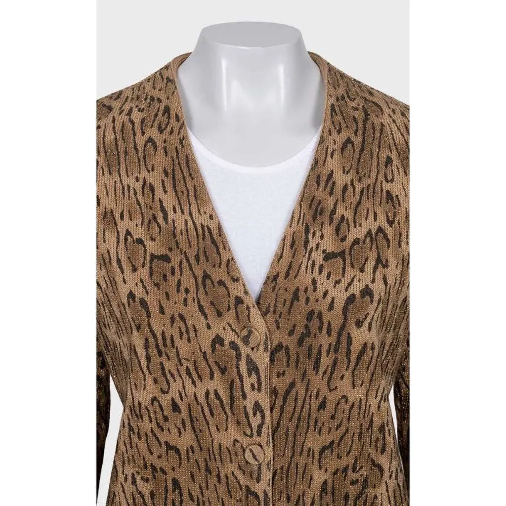 Saint Laurent Luxurious Animal Print Blend Cardigan Black Wool Very good - Inside View