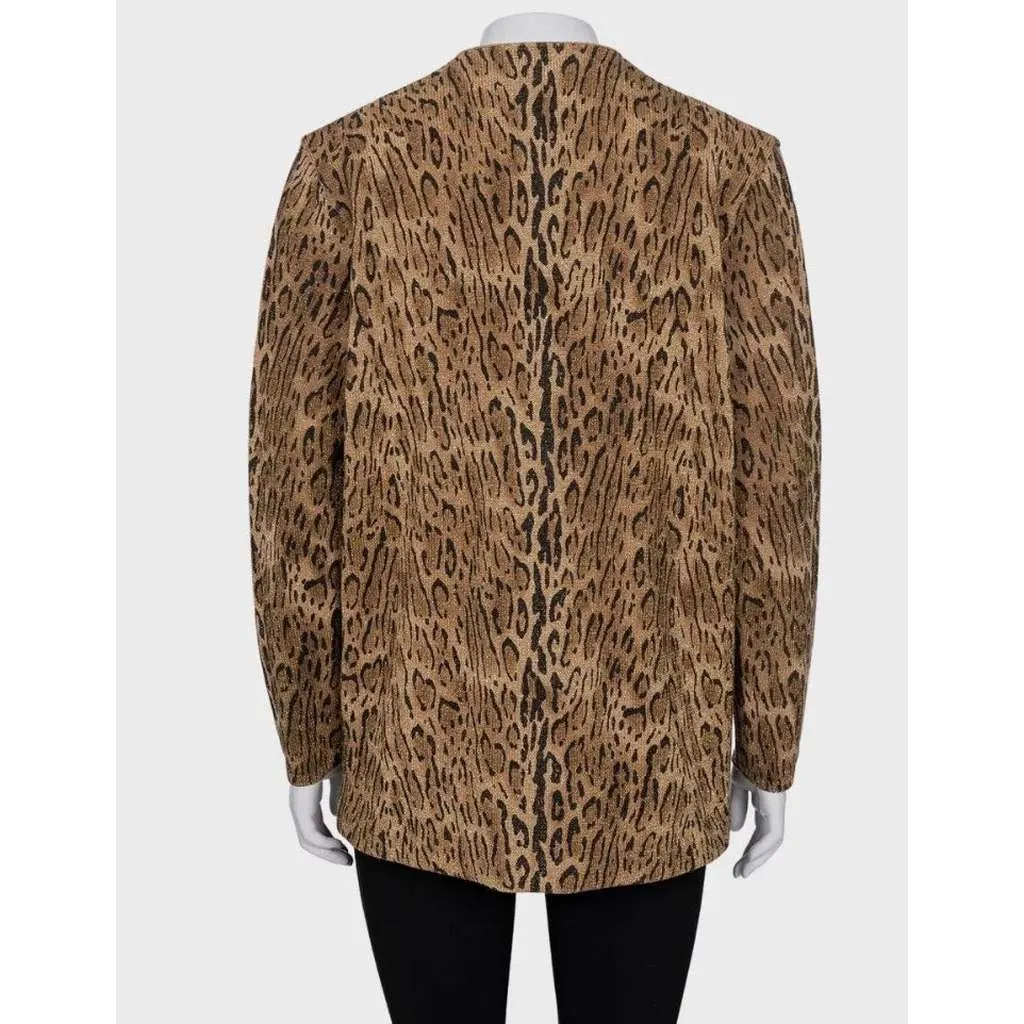 Saint Laurent Luxurious Animal Print Blend Cardigan Black Wool Very good - Model View