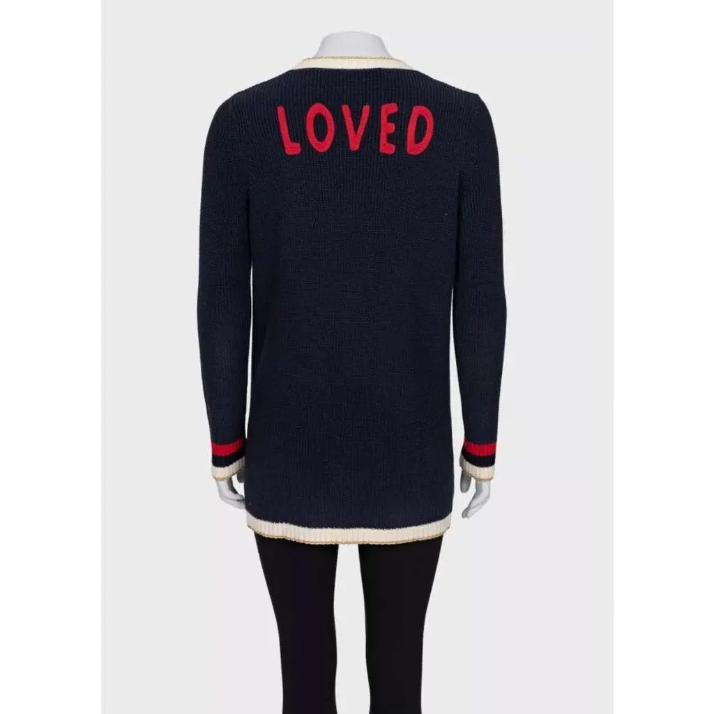 Gucci Straight Embroidered Cardigan Red Cotton Very good - Inside View