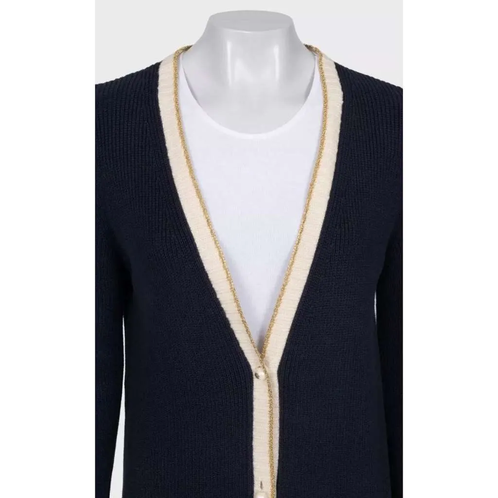 Gucci Straight Embroidered Cardigan Red Cotton Very good - Model View