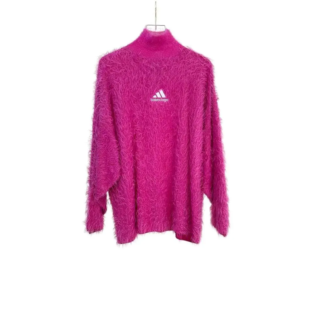 Balenciaga Bright Knit Large High Collar Pink Cotton Very good - Front View