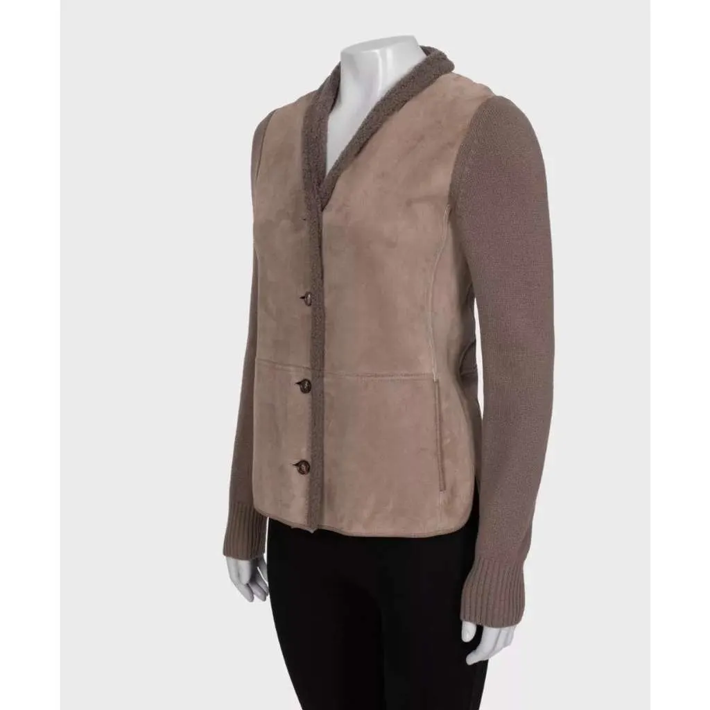 Loro Piana Luxe Lambskin Cardigan \ Brown Cotton Very good - Back View