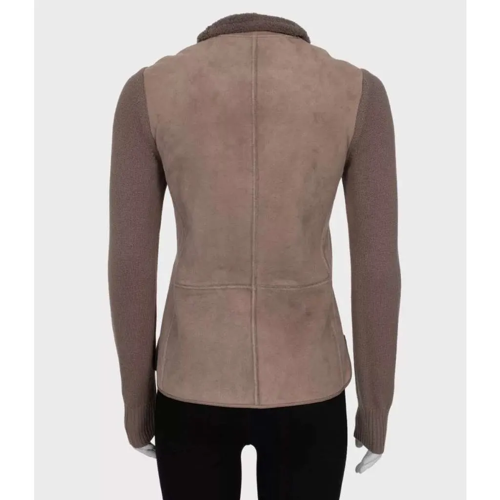 Loro Piana Luxe Lambskin Cardigan \ Brown Cotton Very good - Inside View