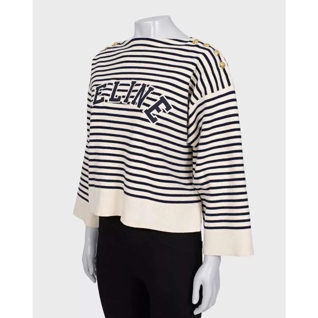 Celine Striped Oversize Knit Jumper Sweater Red Cotton Very good - Back View