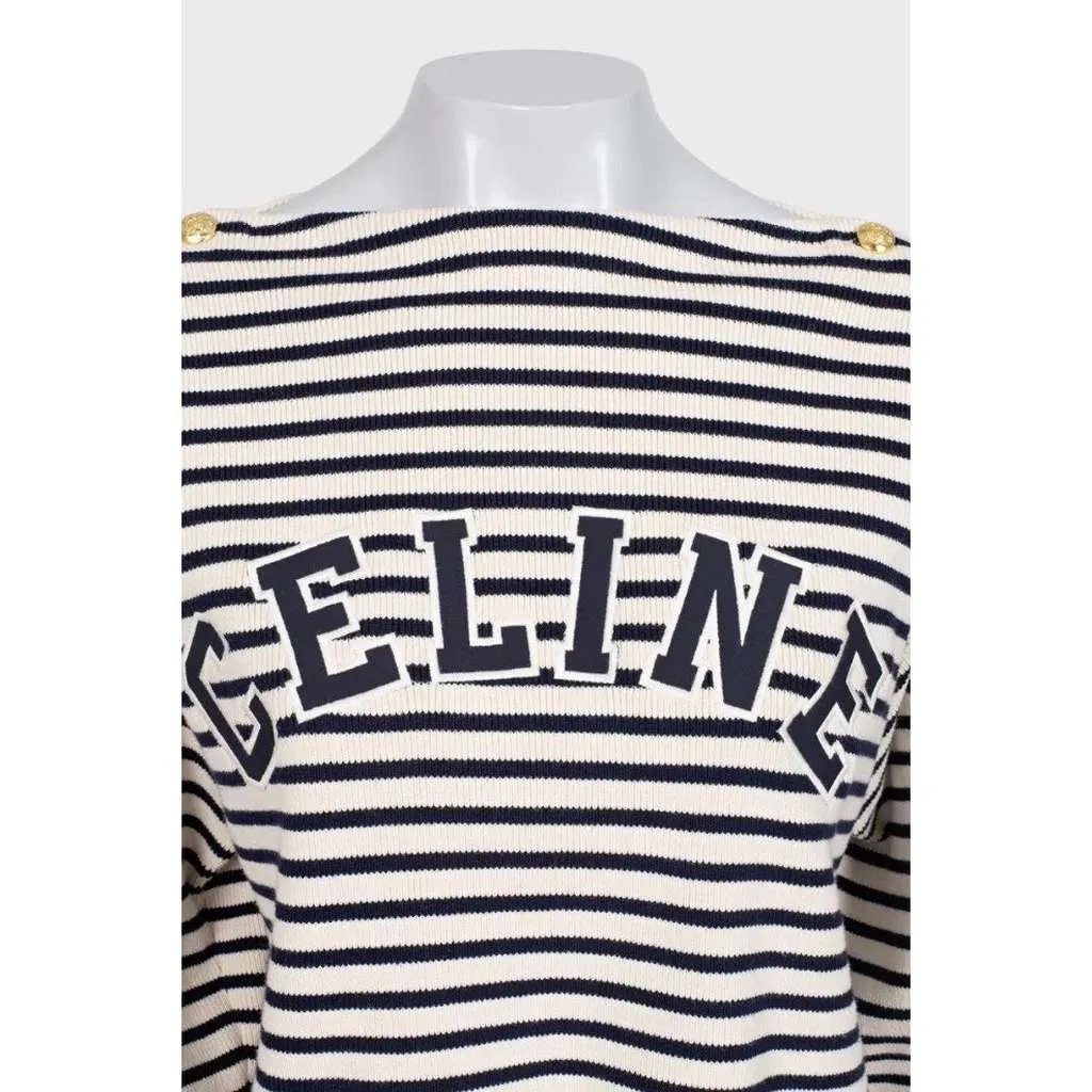Celine Striped Oversize Knit Jumper Sweater Red Cotton Very good - Model View