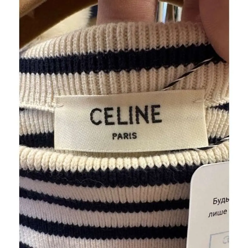Celine Striped Oversize Knit Jumper Sweater Red Cotton Very good - Box View