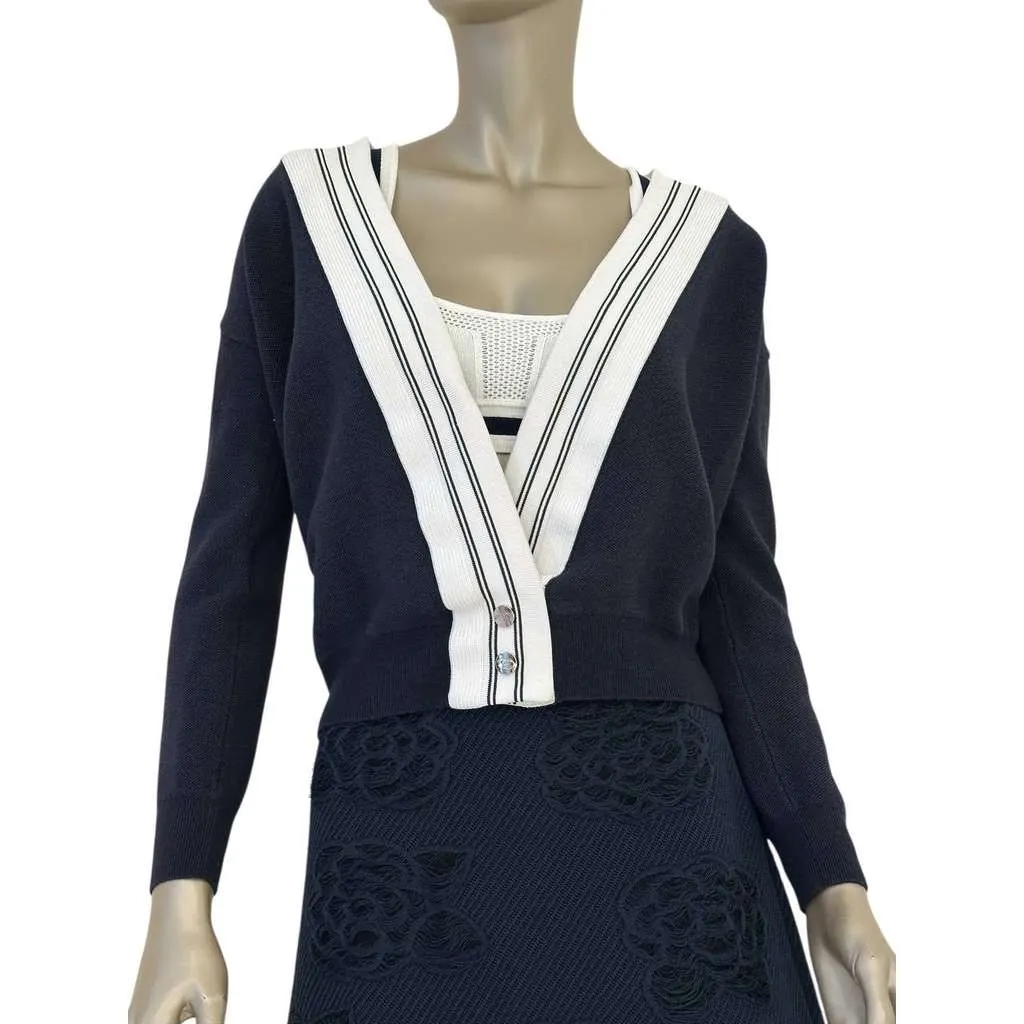 Chanel Bra Top Cardigan Set Black Wool Very good - Front View