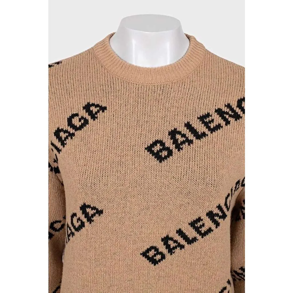 Balenciaga Oversized Sweater Brown Wool Very good - Model View
