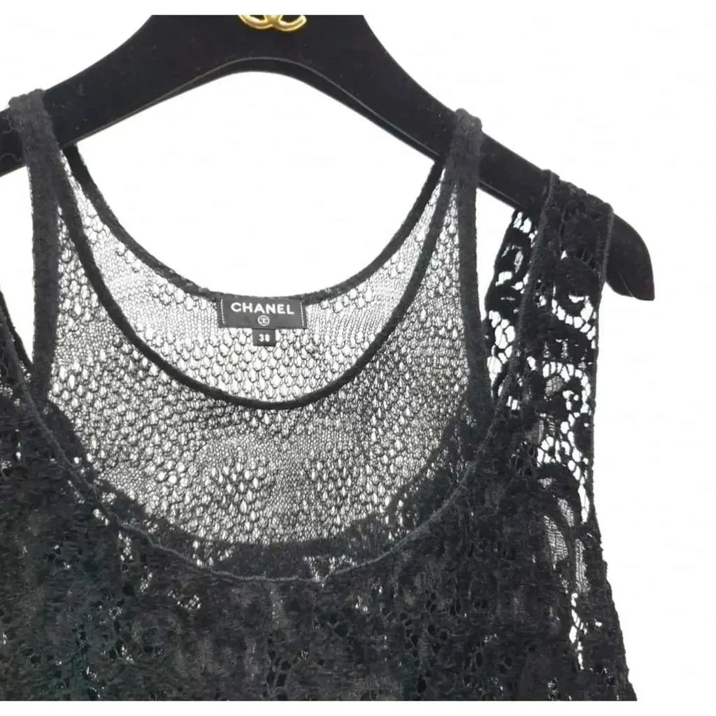 Chanel COCO Button Rayon Layered Lace Red Lace Very good - Inside View