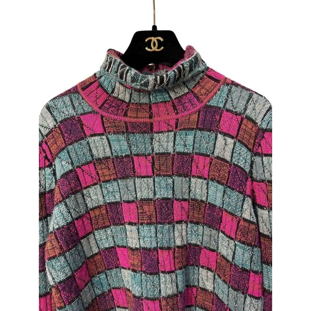 Chanel 2018 Paris Hamburg Striped Turtleneck Blue Cotton Very good - Inside View