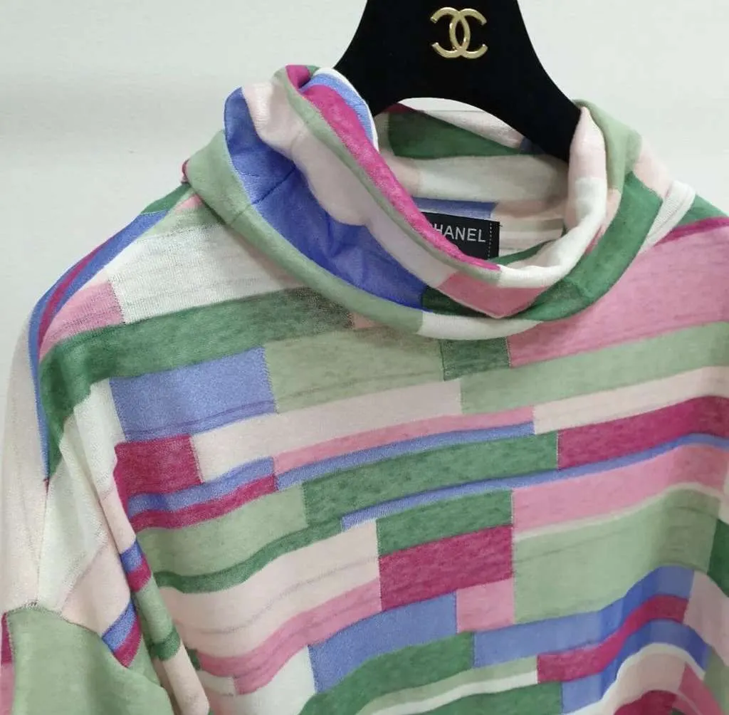 Chanel Abstract Printed Knit Turtleneck Top MultiColor Cotton Very good - Inside View