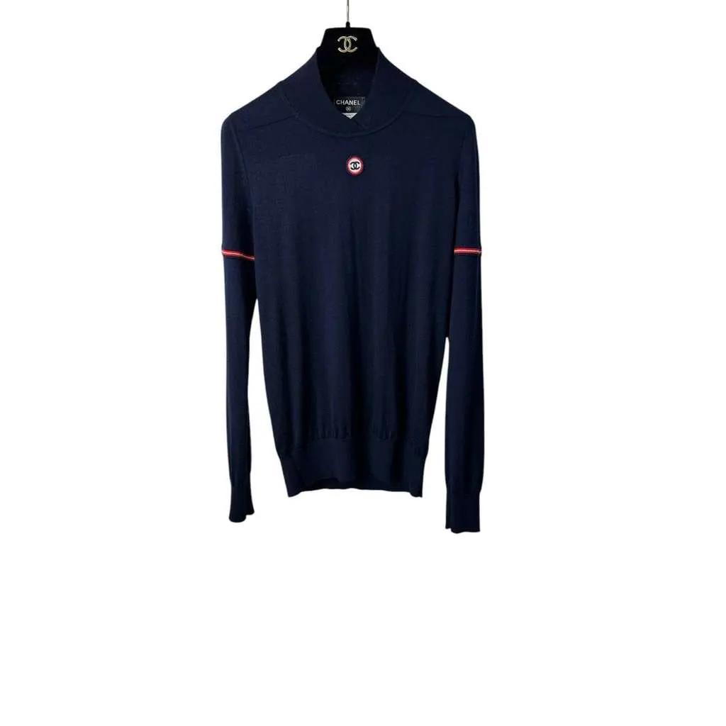 Chanel CC Logo Jumper Navy Cotton Very good - Front View
