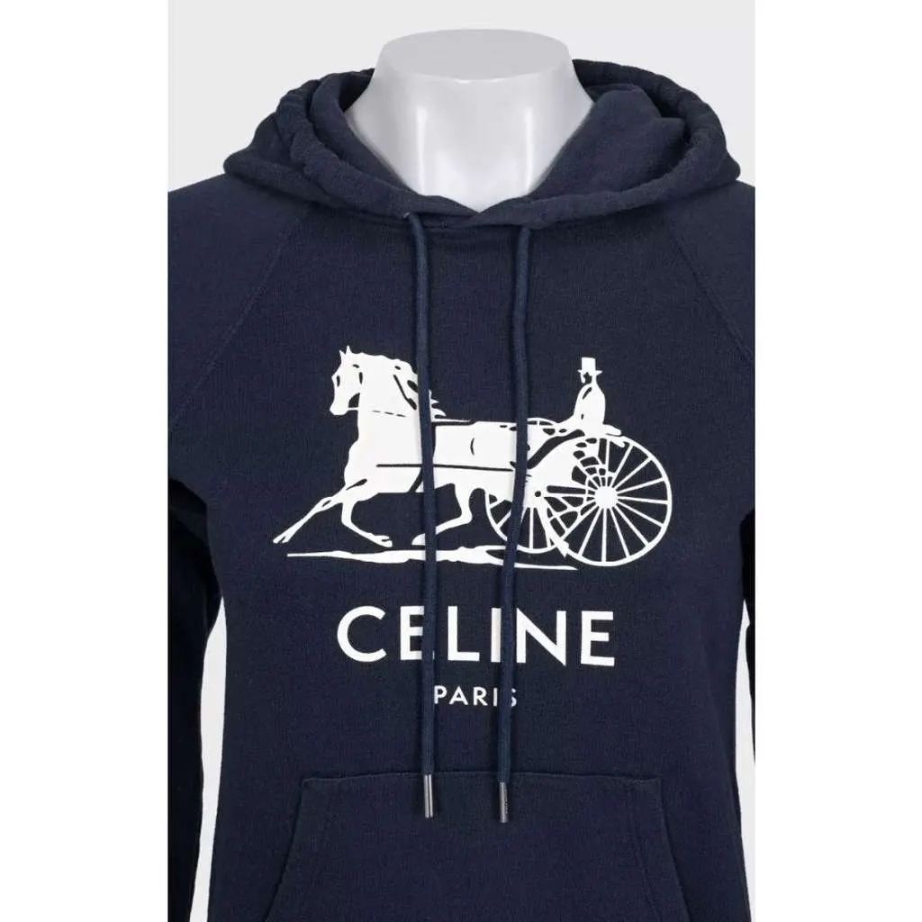 Celine Hoodie Blue Cotton Very good - Model View