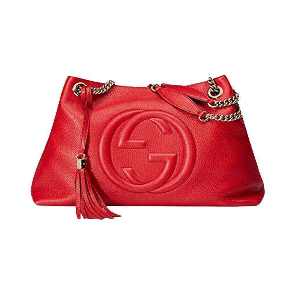 Gucci Gucci Soho Red Cellarius GG Logo Leather Chain Tote Bag - 4
