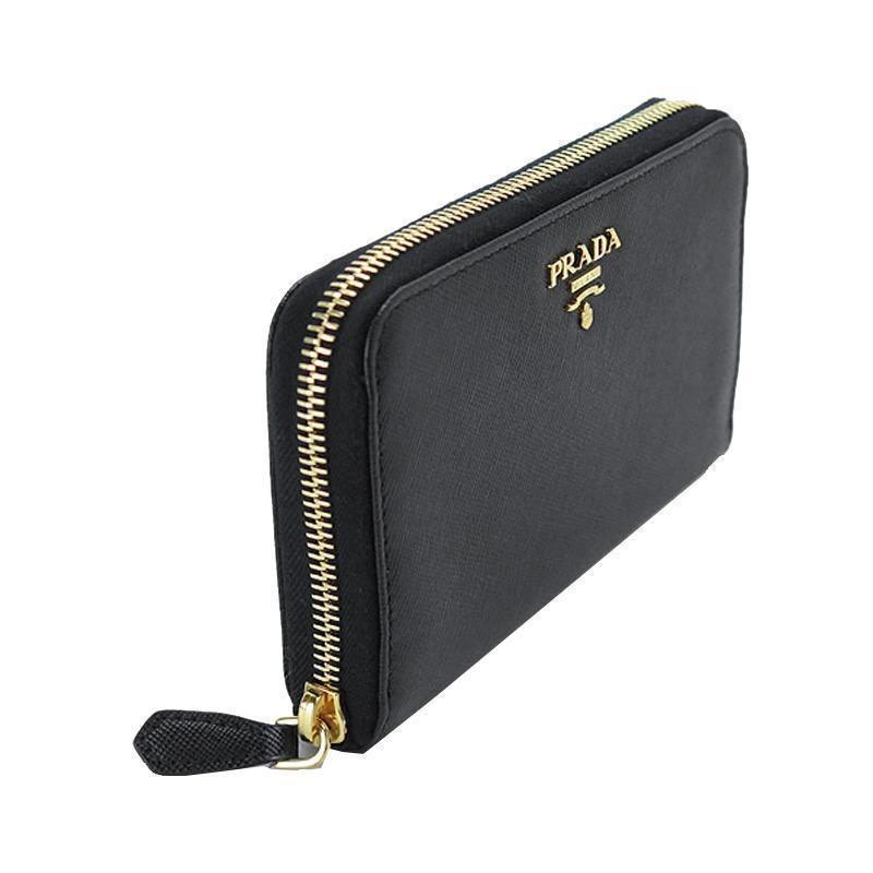 Prada Prada Women's Black Saffiano Cuir Full Zip Wallet - Back view