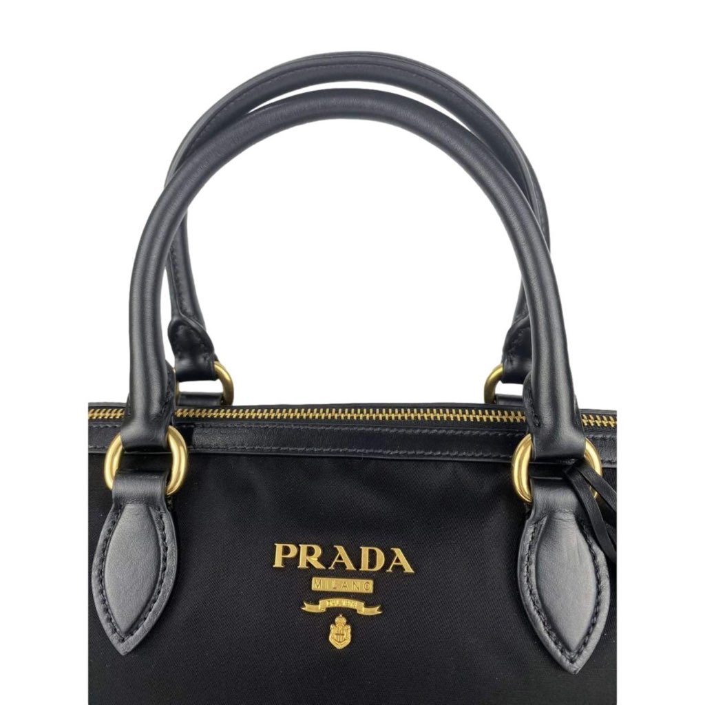 Prada Prada Tessuto Nylon Black Leather Clochette Crossbody Tote Bag - Image 14