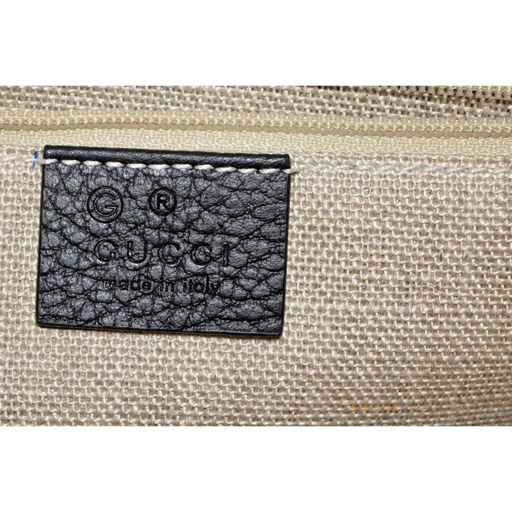 Gucci Gucci Marmont Black Leather Interlocking GG Gold Chain Strap Crossbody Handbag - Image 11