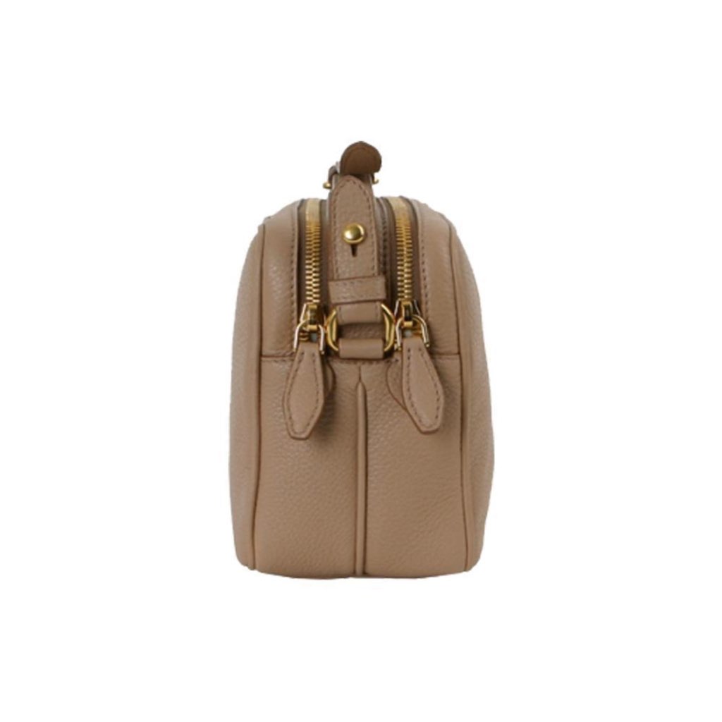 Prada Prada Beige Vitello Phenix Leather Double Zip Crossbody Bag - Image 6