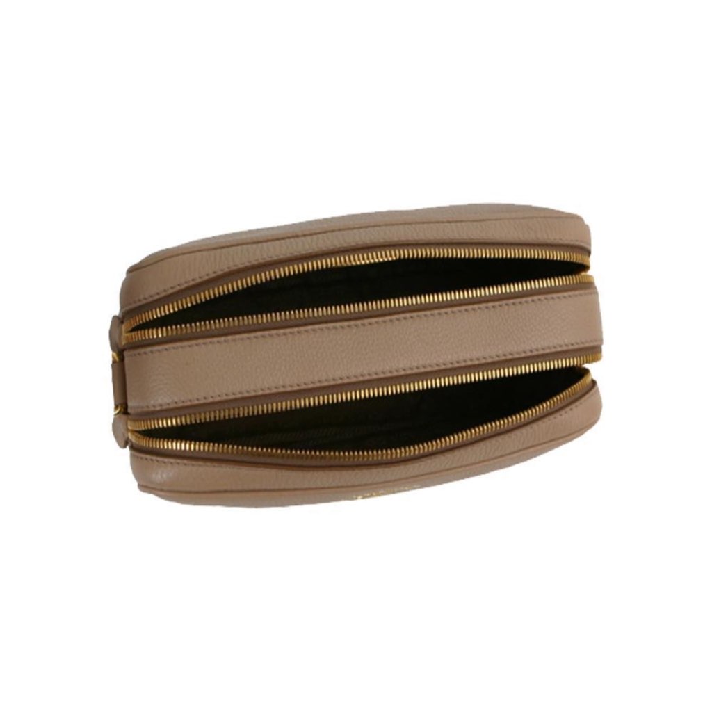 Prada Prada Beige Vitello Phenix Leather Double Zip Crossbody Bag - 4