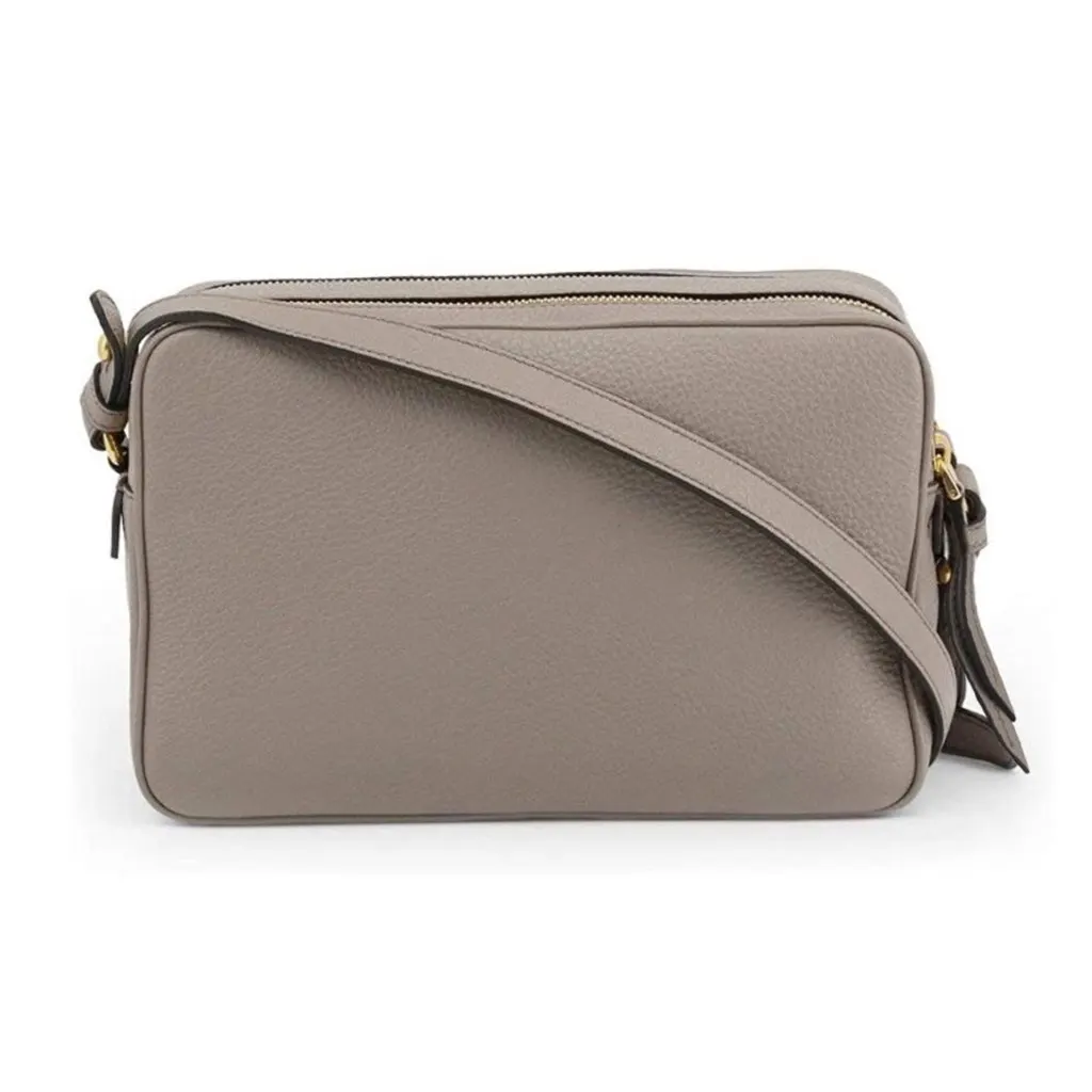 Prada Argilla Grey Vitello Phenix Leather Double Zip Cross Body Bag Grey Leather Never worn, with tag - Box View