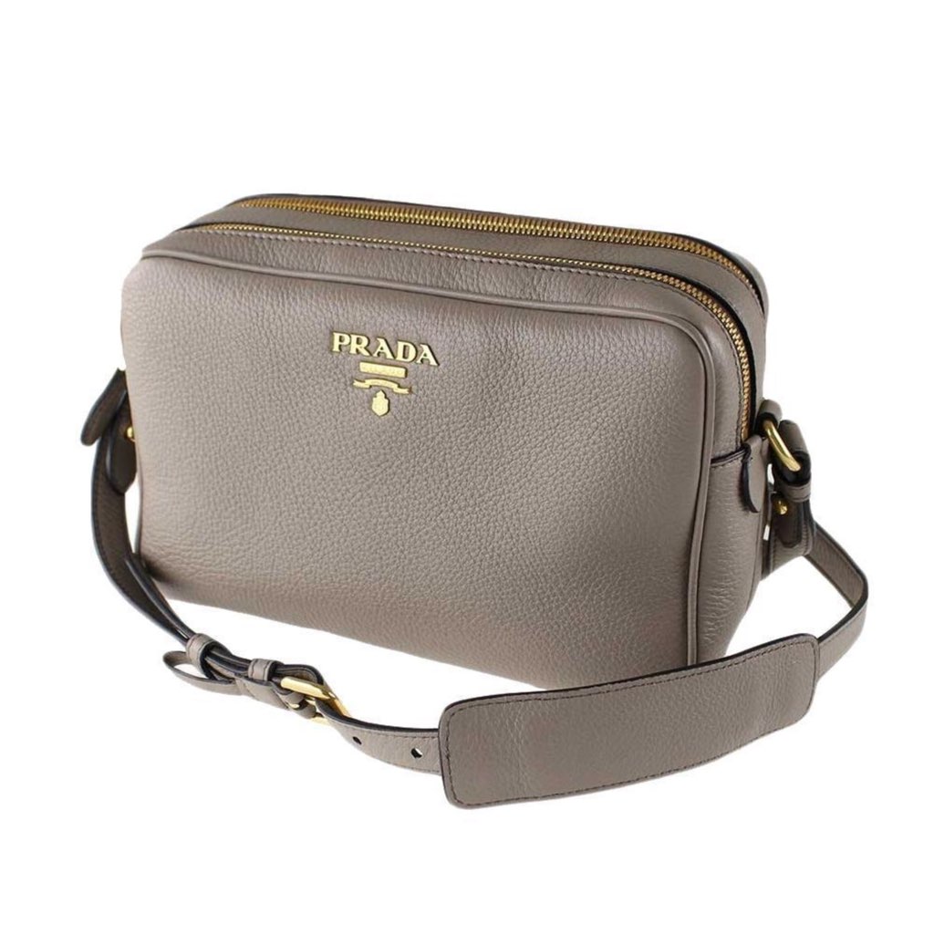 Prada Prada Argilla Grey Vitello Phenix Leather Double Zip Cross Body Bag - Image 11