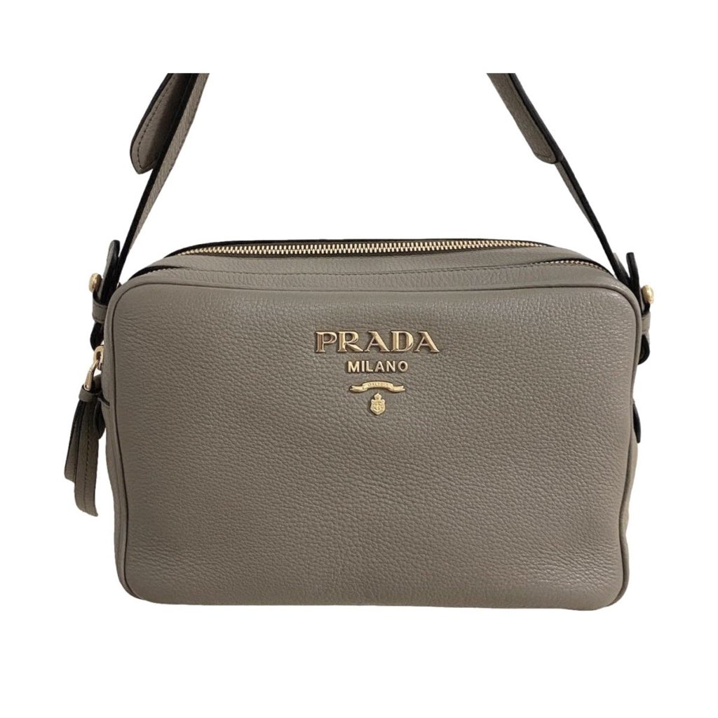 Prada Prada Argilla Grey Vitello Phenix Leather Double Zip Cross Body Bag - Image 12