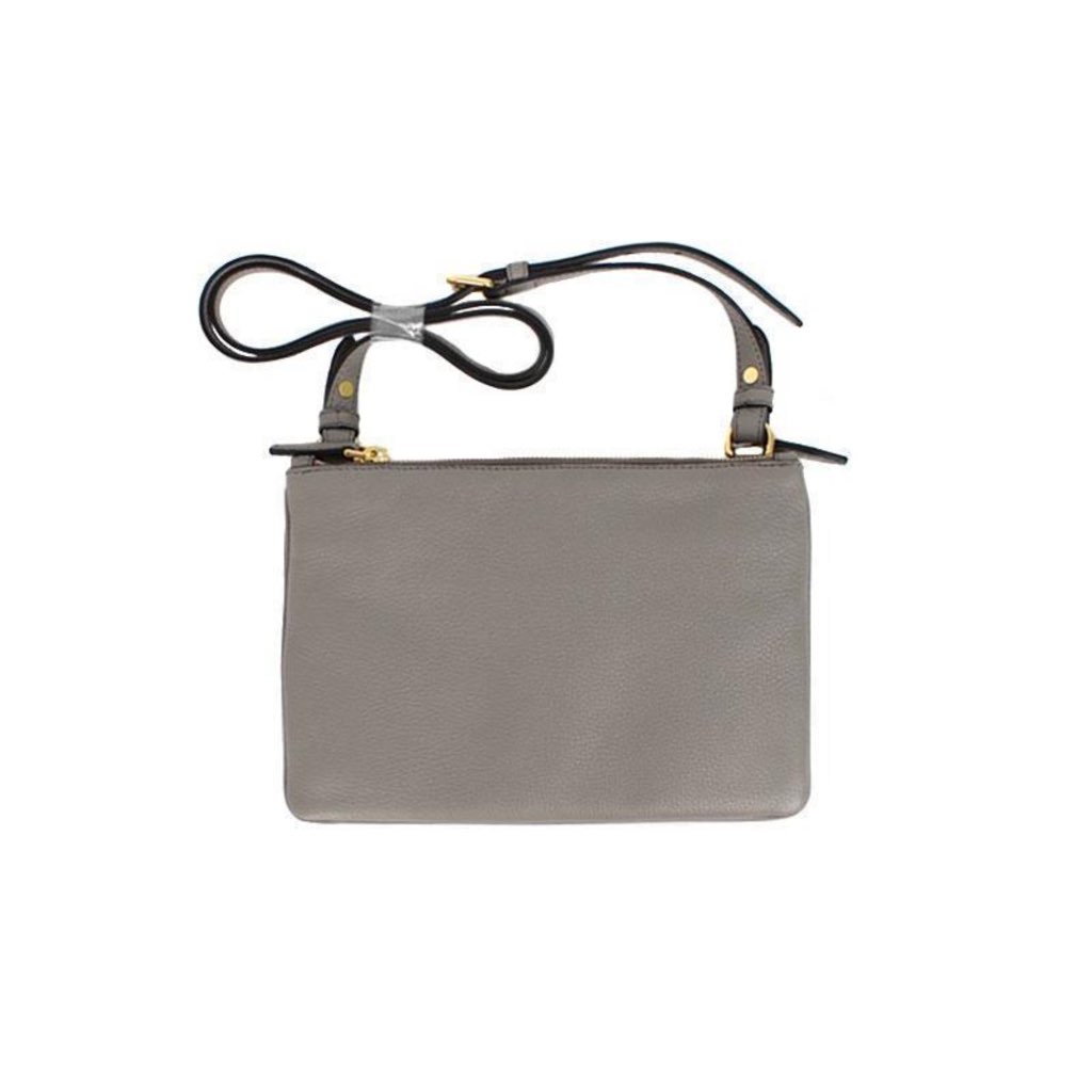 Prada Prada Vitello Phenix Argilla Gray Leather Logo Plaque Crossbody Bag - Image 10