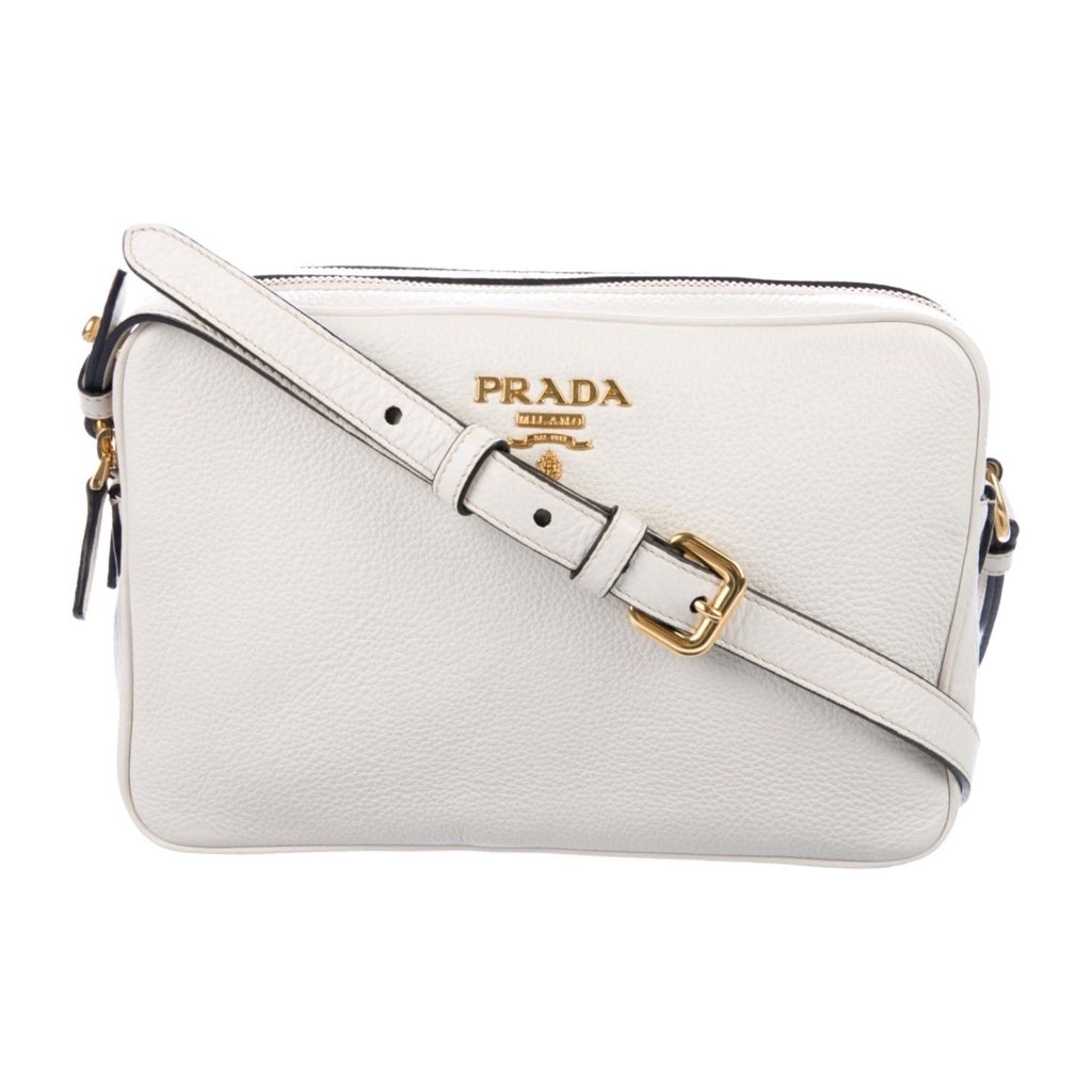 Prada Prada Vitello Phenix White Leather Double Zip Camera Crossbody - Detail 2