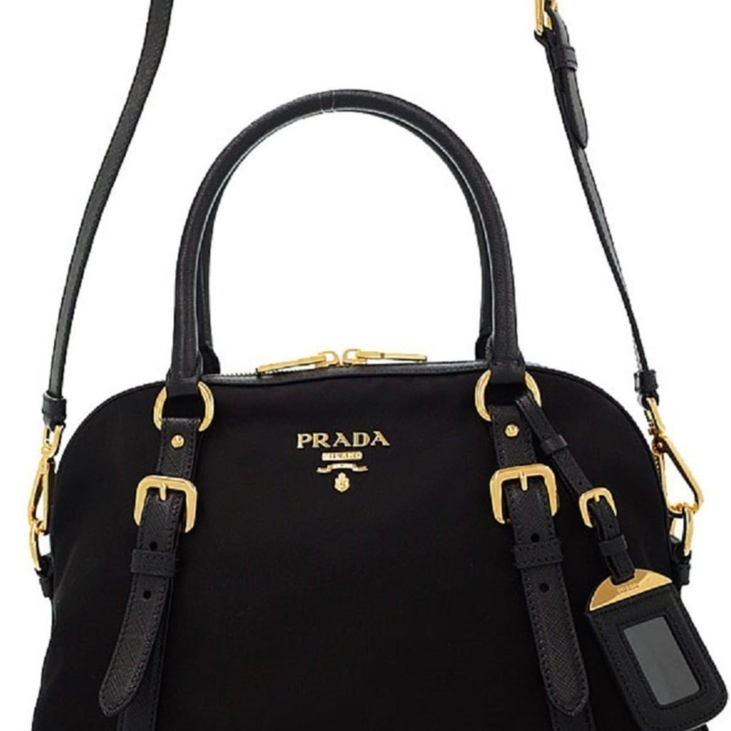 Prada Prada Tessuto Nylon Saffiano Leather Black Satchel Bag - 4