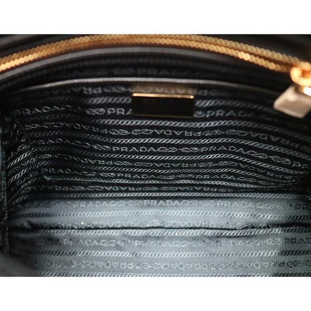 Prada Prada Tessuto Nylon Saffiano Leather Black Satchel Bag - Image 11