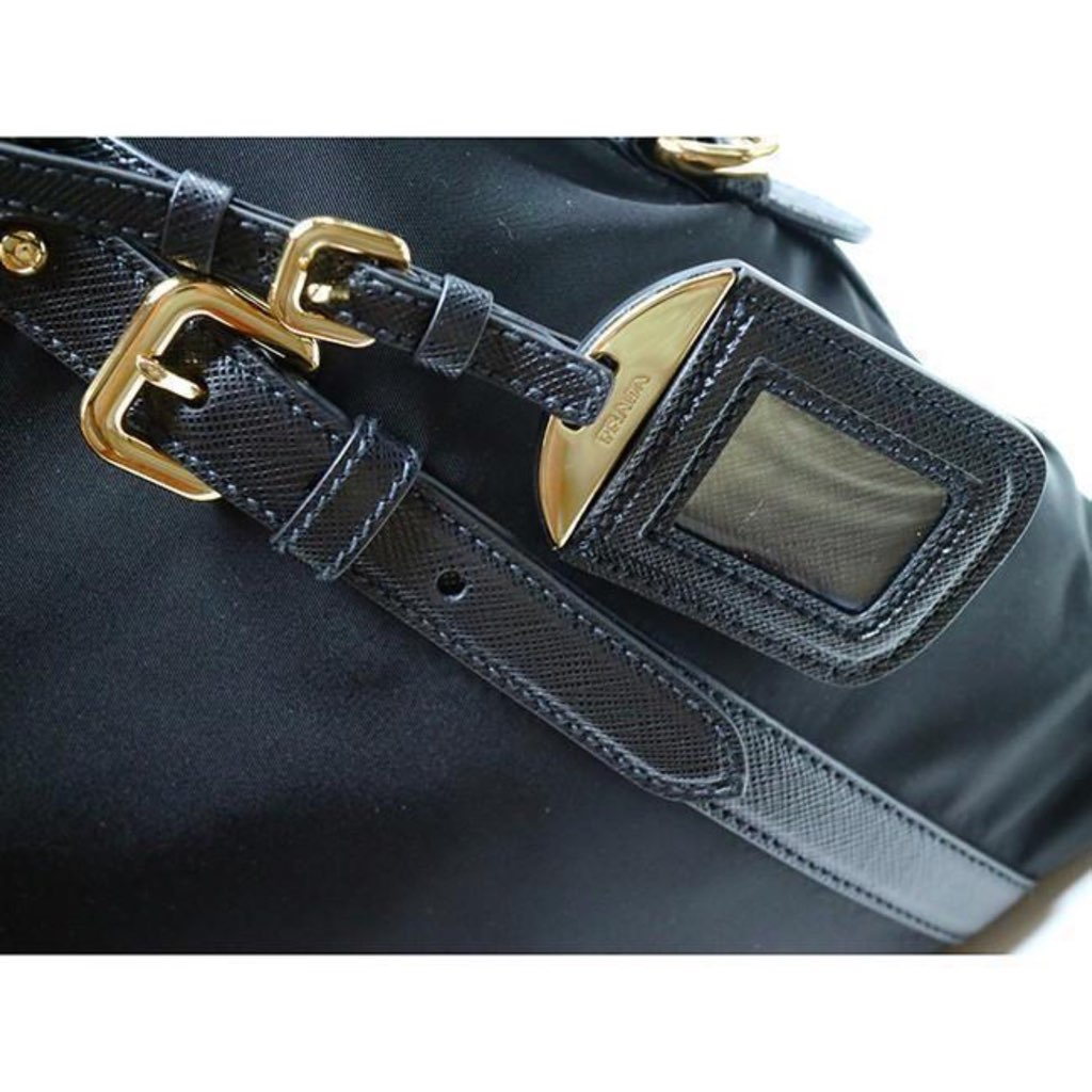 Prada Prada Tessuto Nylon Saffiano Leather Black Satchel Bag - Image 12