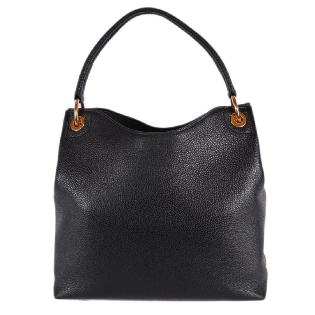 Prada Prada Vitello Phenix Black Leather Embossed Logo Hobo Tote Bag - Image 6