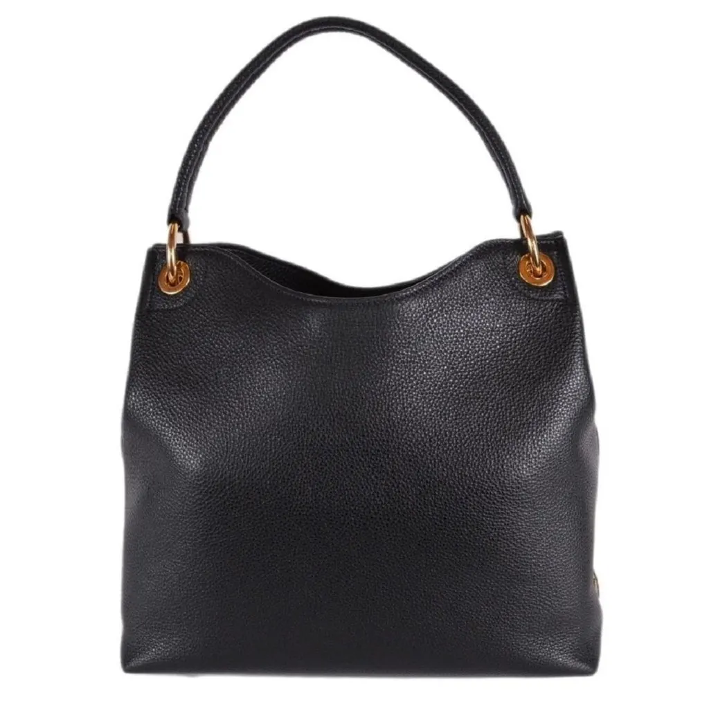 Prada Vitello Phenix Black Leather Embossed Logo Hobo Tote Bag Black Leather Never worn, with tag - Inside View